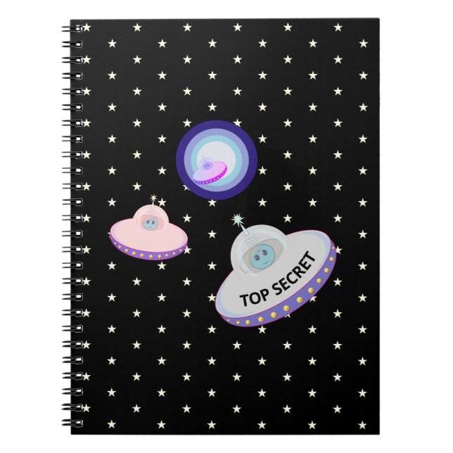 Carnet Soucoupe volante. aliens bleus & étoiles blanches  (Devant)