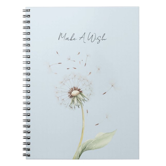 Carnet Souhait de fleur de pissenlit bleu (Devant)