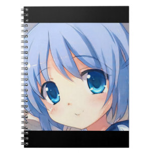 Carnet Souriant mignon manga fille yeux bleu violet