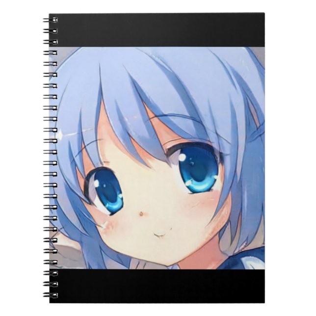 Carnet Souriant mignon manga fille yeux bleu violet (Devant)