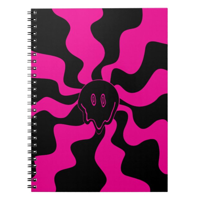 Carnet Sourire fondu - Magenta et Noir (Devant)