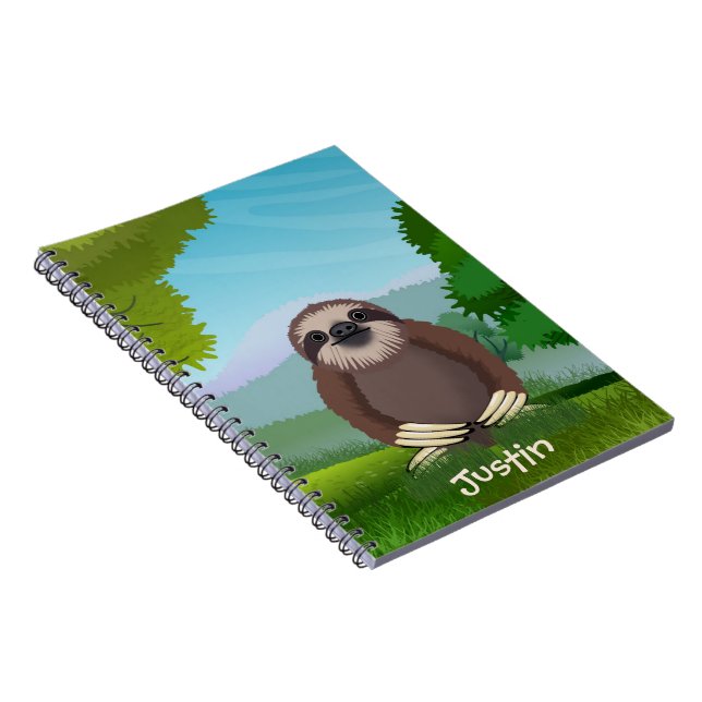 Carnet Sourire mignon Sloth Monogrammed (Côté Droit)