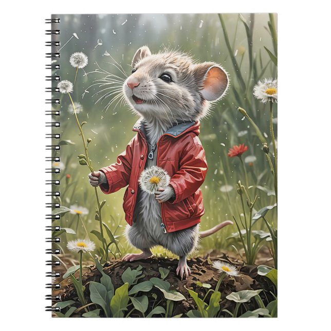 Carnet Souris avec pissenlits duveteux (Devant)
