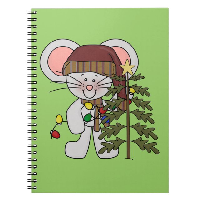 Carnet Souris de Noël décorant l'arbre (Devant)
