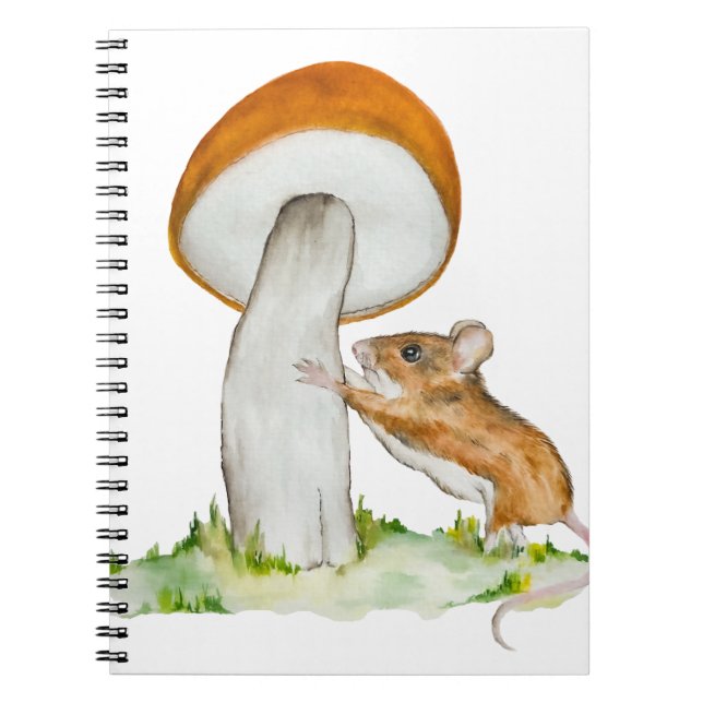 Carnet Souris drôle avec champignon sauvage (Devant)