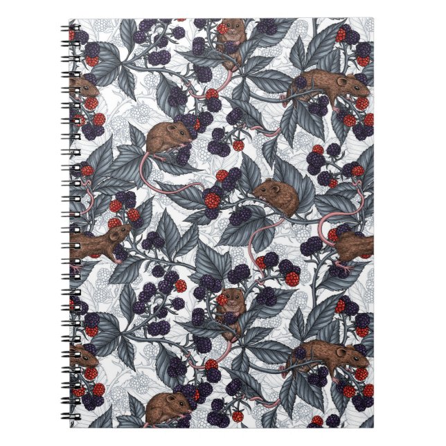 Carnet Souris et mûres sur blanc (Devant)