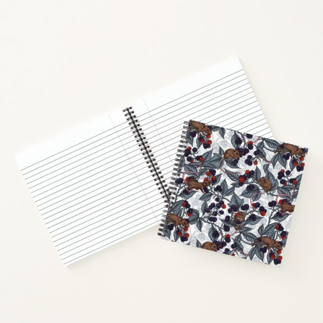 Carnet Souris et mûres sur blanc (Intérieur)