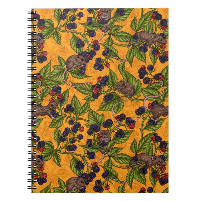 Carnet Souris et mûres sur jaune (Devant)