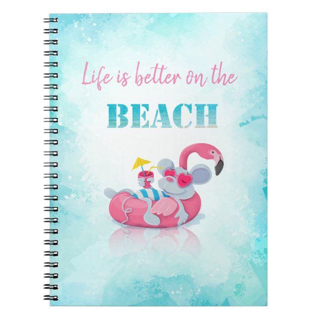 Carnet Souris mignonne  Plage élégante   (Devant)