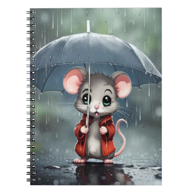 Carnet Souris sous un parapluie (Devant)