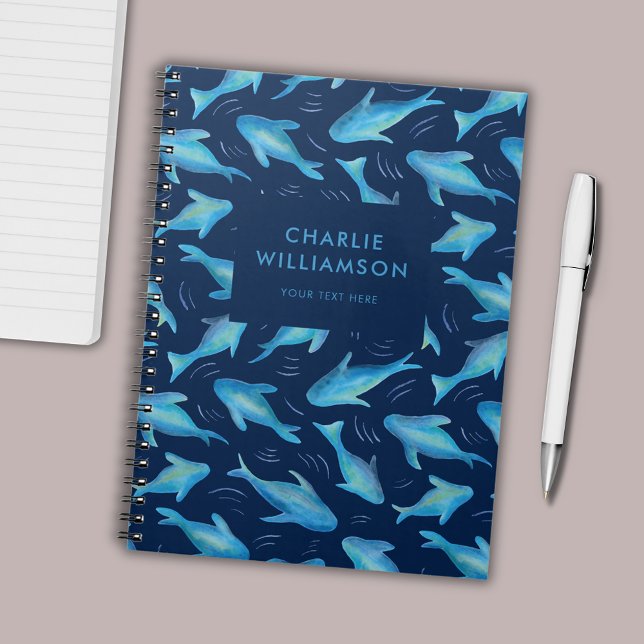 Carnet Sous la mer enfants requin de l'océan (Under the Sea swimming fish ocean personalized notebook)