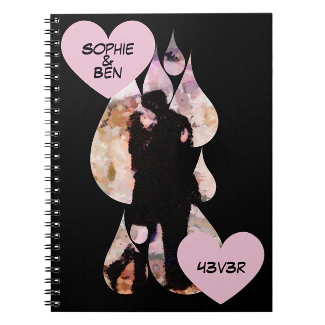 Carnet Sous un parapluie : Couple romantique s'embrassant (Devant)