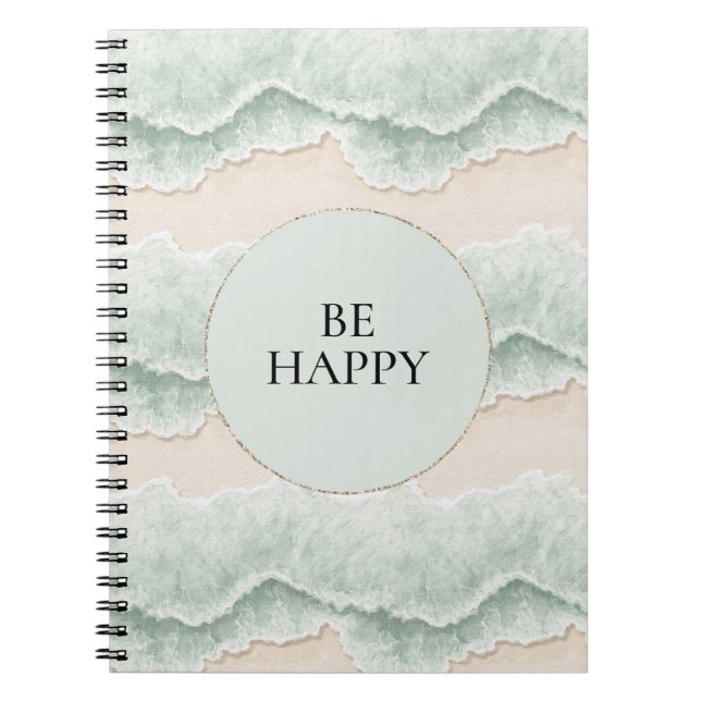 Carnet Soyez Heureux Mint Circle Beach Aqua Waves (Devant)