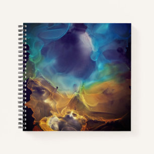 Carnet Space Nebula bleu jaune Alcool art