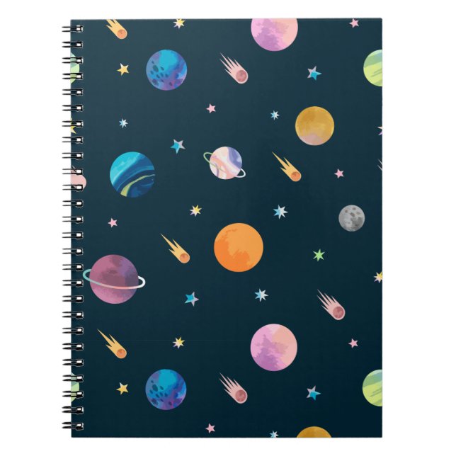 Carnet Space, Planets, Astronomy Themed Starry Night (Devant)