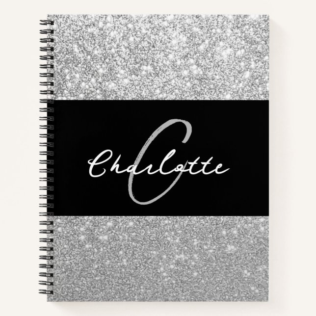 Carnet Sparkle de luxe Silver Nom de la Parties scintilla (Devant)