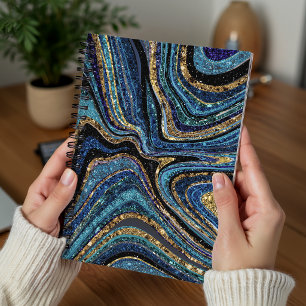 Carnet Sparkle Glam Glitter girly marble art blue