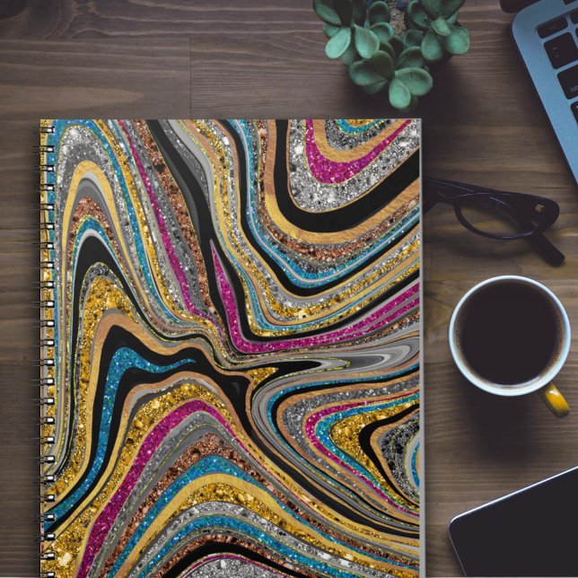 Carnet Sparkle Glam glittery girly marble art (Créateur téléchargé)