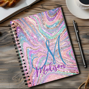 Carnet Sparkle unicorn rainbow girly marbling art