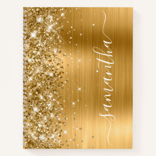 Carnet Sparkly Glittery Gold Foil Nom de la fille