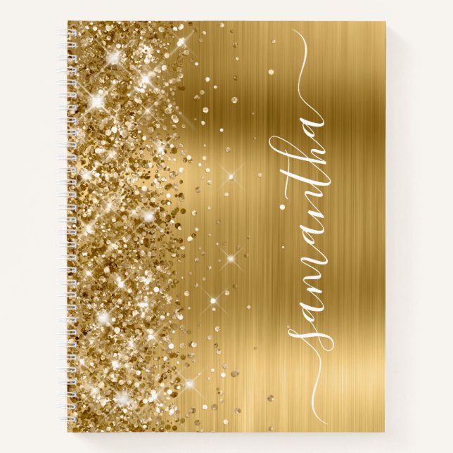 Carnet Sparkly Glittery Gold Foil Nom de la fille (Devant)