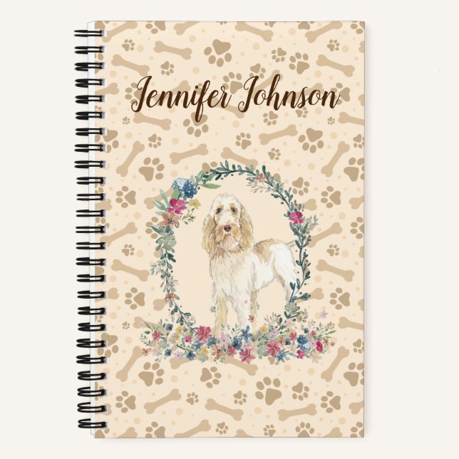 Carnet Spinone Italiano Chien Empreinte de patte & Floral (Recto)
