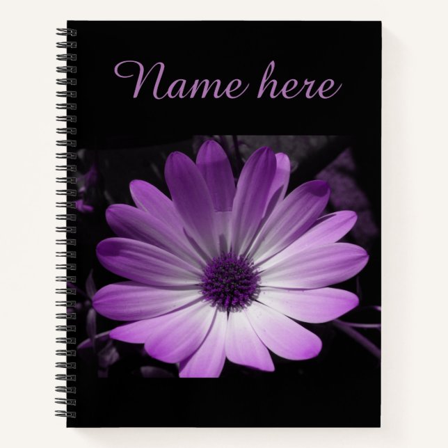 Carnet spiral à fleur de marmite violet (Devant)