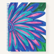 Carnet spiral à fleurs bleues