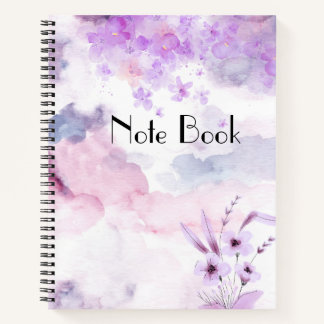 Carnet spiral à l'aquarelle florale pourpre