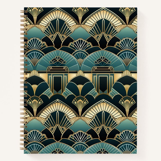 Carnet spiral à motif géométrique Art déco (Devant)