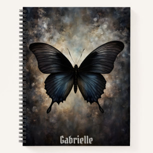 Carnet spiral à papillon gothique noir