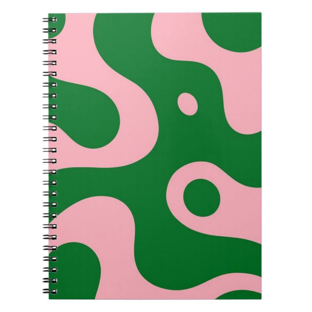 Carnet spiral Abstrait rose et vert super (Devant)