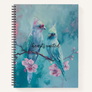 Carnet spiral aux oiseaux turquoise