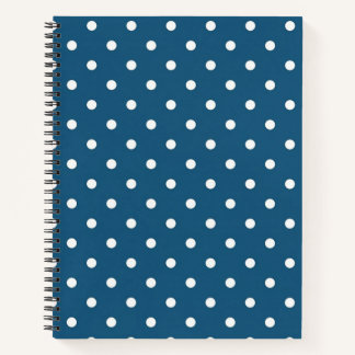 Carnet Spiral bleu foncé et blanc Polka
