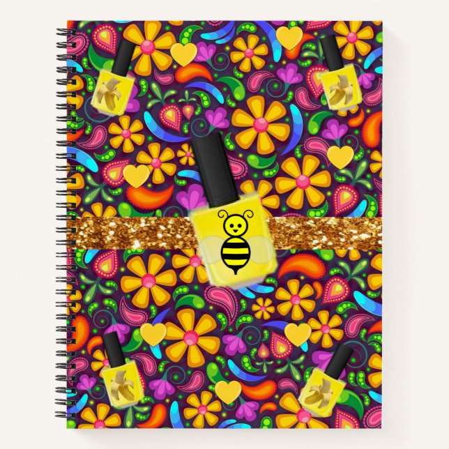 Carnet spiral Bumblebee jaune Floral (Devant)