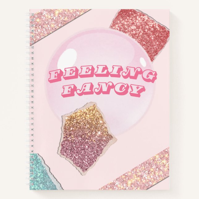 Carnet spiral - Carnet Parties scintillant rose (Devant)