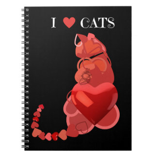 Carnet Spiral Chats Coeur, Carnet scolaire, Noir