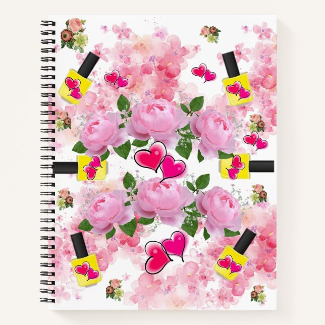 Carnet spiral clou floral polonais rose roses (Devant)