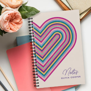 Carnet Spiral Coeur arc-en-ciel - Violet