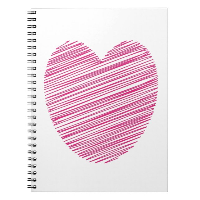 Carnet Spiral Coeur de Scribble Rose (Devant)