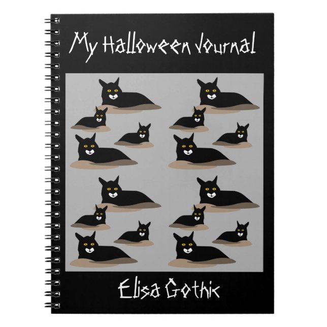 Carnet spiral de chats noirs d'Halloween (Devant)