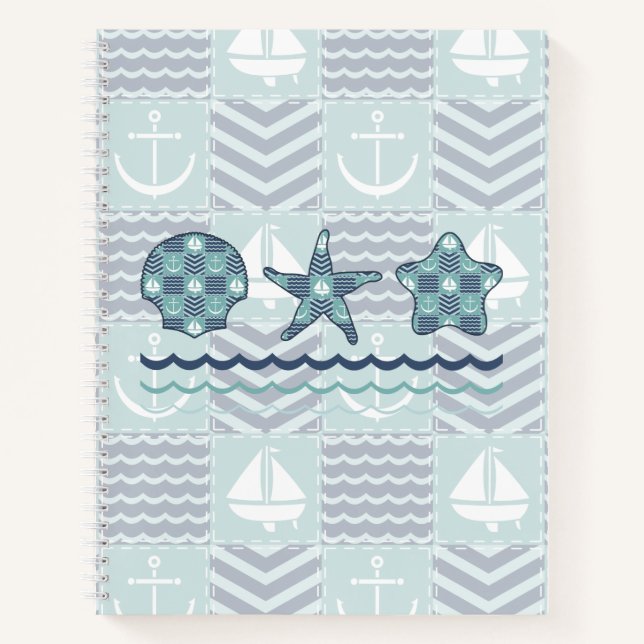 Carnet spiral de courtepointe nautique (Devant)