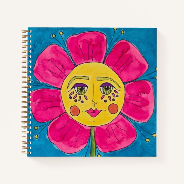 Carnet Spiral de fille de la fleur de pavot peint (Devant)