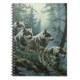 Carnet spiral de loups majestueux