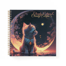 Carnet spiral de lune de chaton blanc