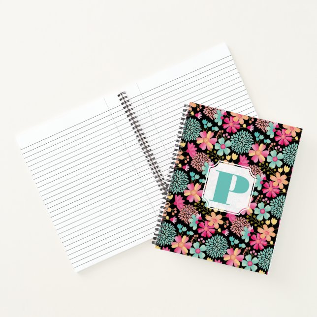 Carnet spiral de Monogramme floral peint Pastel (Intérieur)