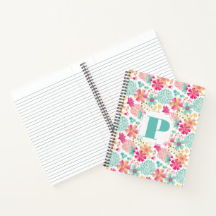 Carnet spiral de Monogramme floral peint Pastel