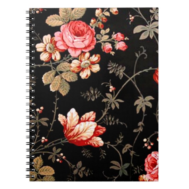 Carnet spiral de roses roses sauvages (Devant)