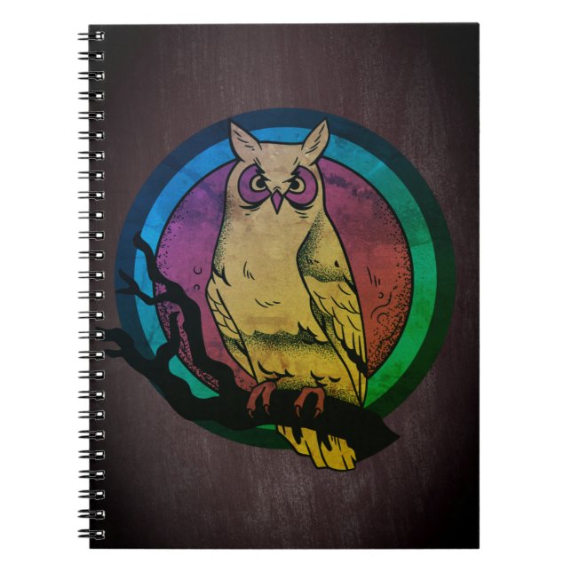 Carnet spiral de spectre de couleur de la chouette (Devant)