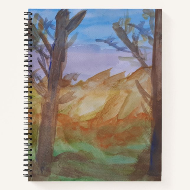 Carnet spiral des arbres du coucher du soleil (Devant)